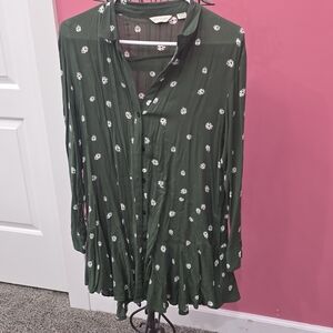 Button Up Tunic Top With Ladybug Print